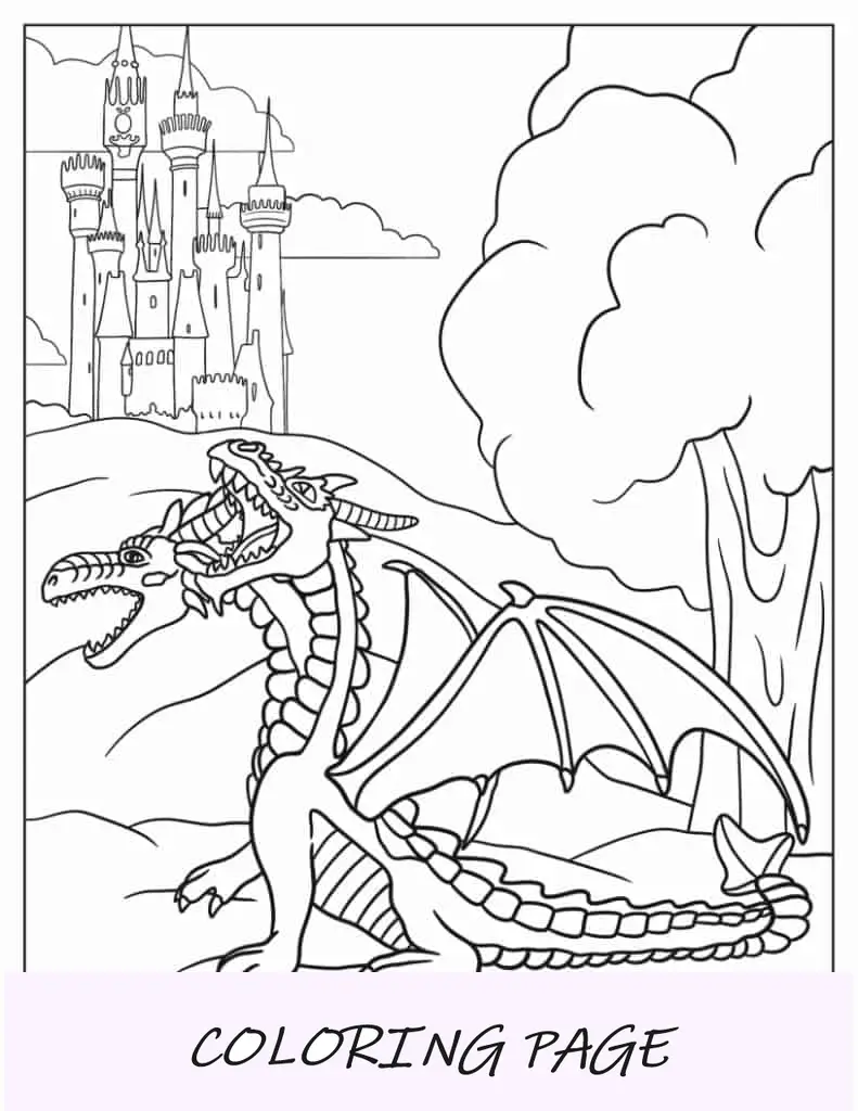 Folha para colorir do Dragão Fúria da Noite