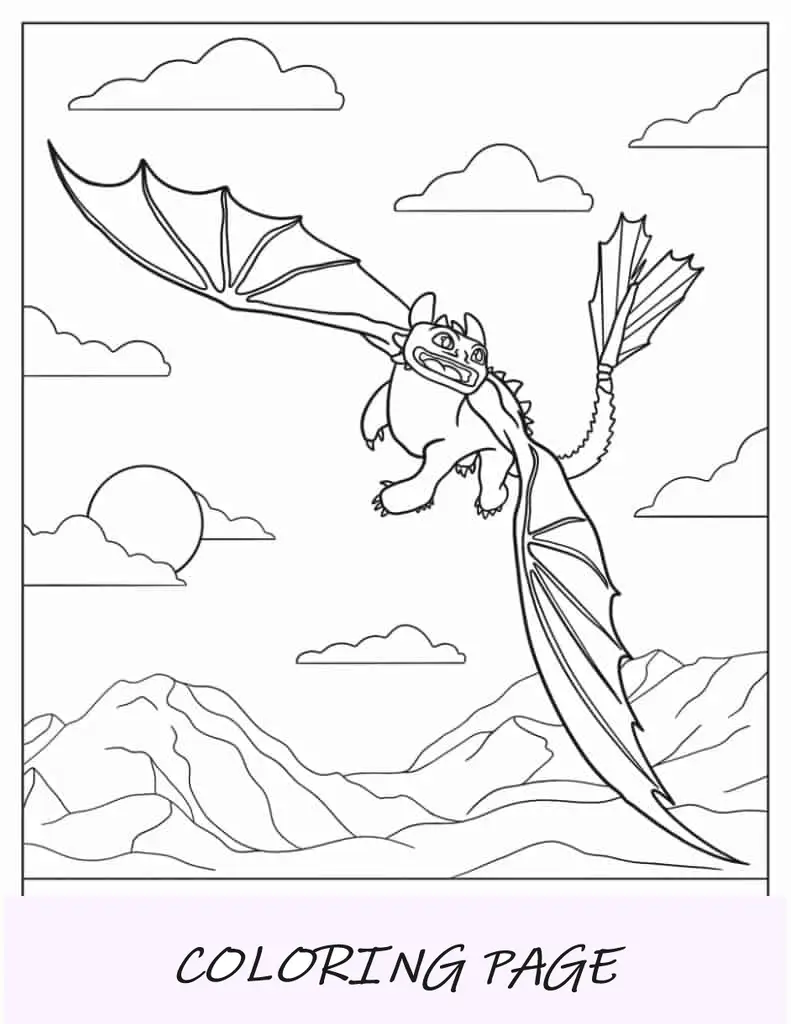 Folha para colorir do dragão mítico