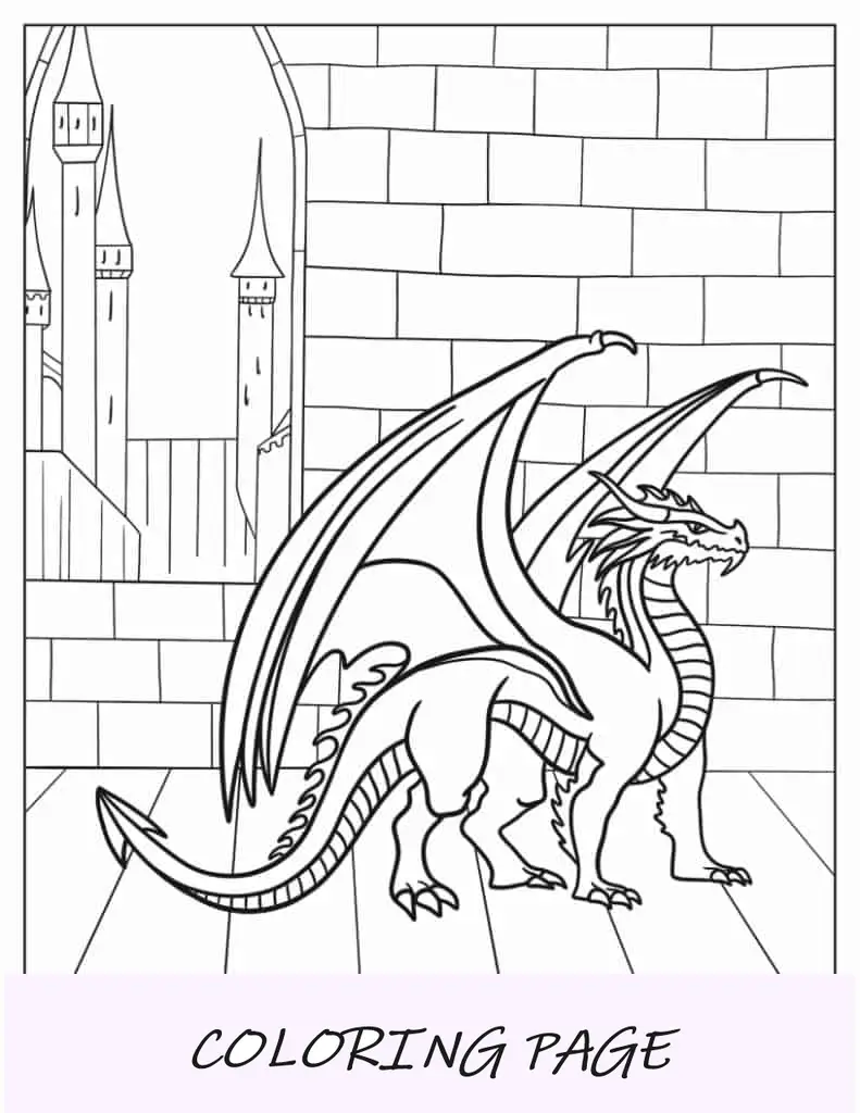 Dragão fácil de colorir para crianças em idade pré-escolar