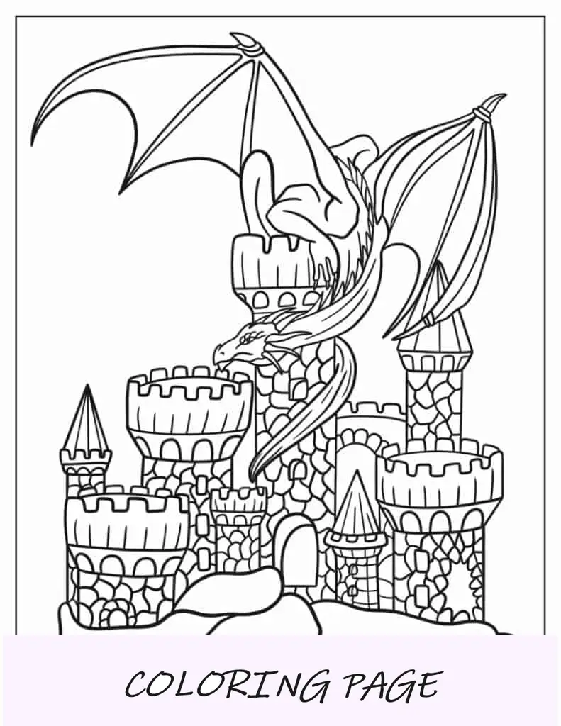 Página detalhada para colorir de dragão para adultos