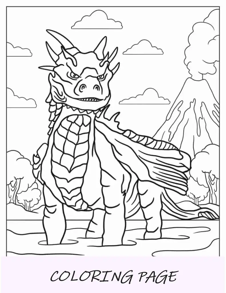 Imagem em destaque de páginas para colorir de dragão