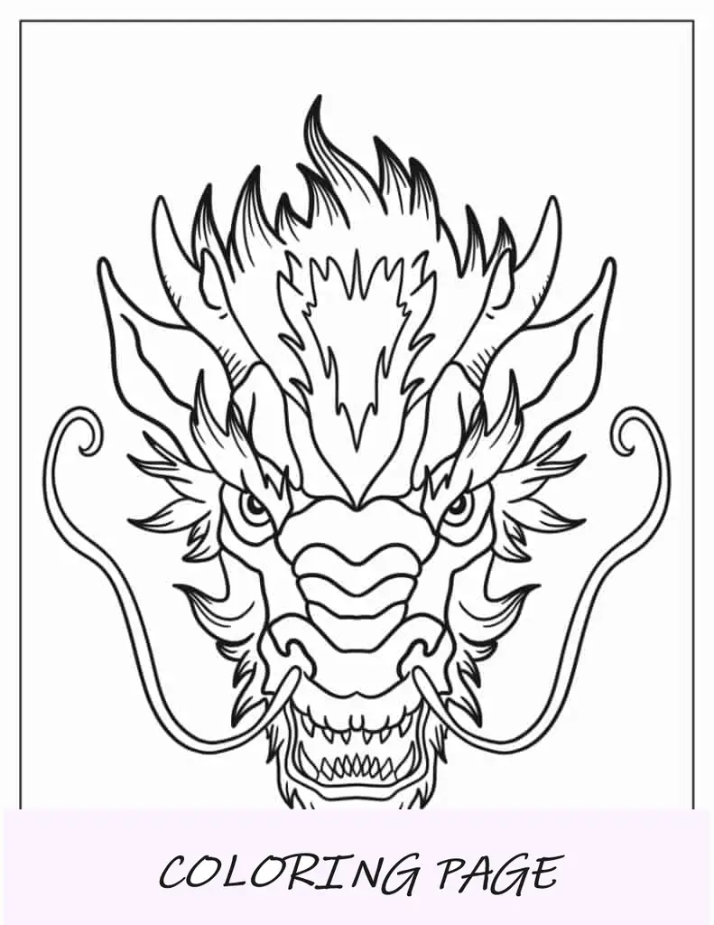 Esboço fácil de dragão para colorir