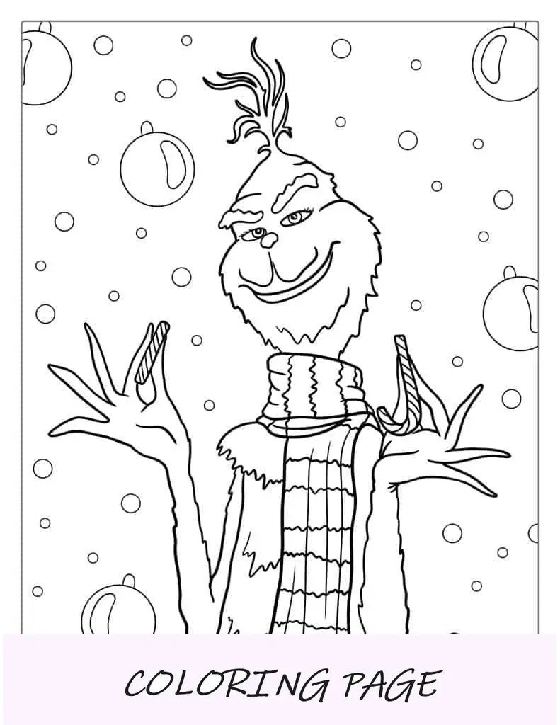 O Grinch usando lenço e segurando bastões de doces