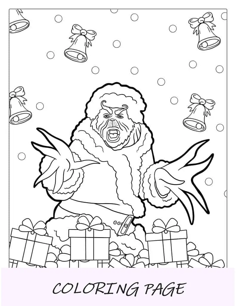 O Grinch fazendo uma pose engraçada para colorir