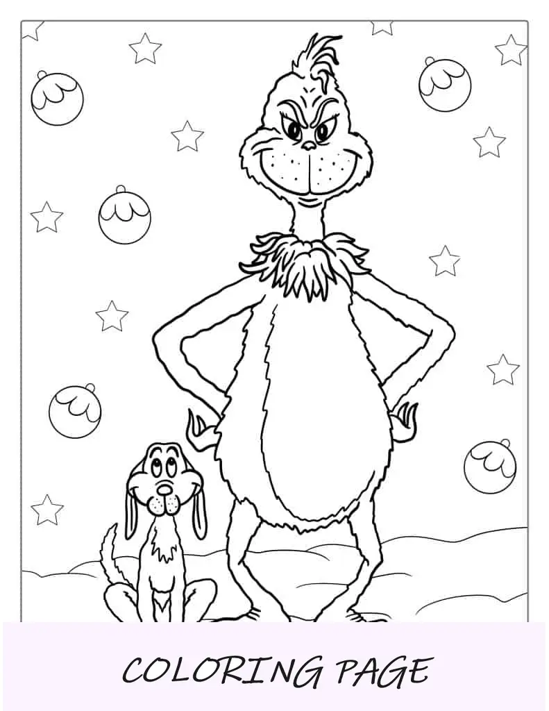 Imagem para colorir fácil do Grinch com Max