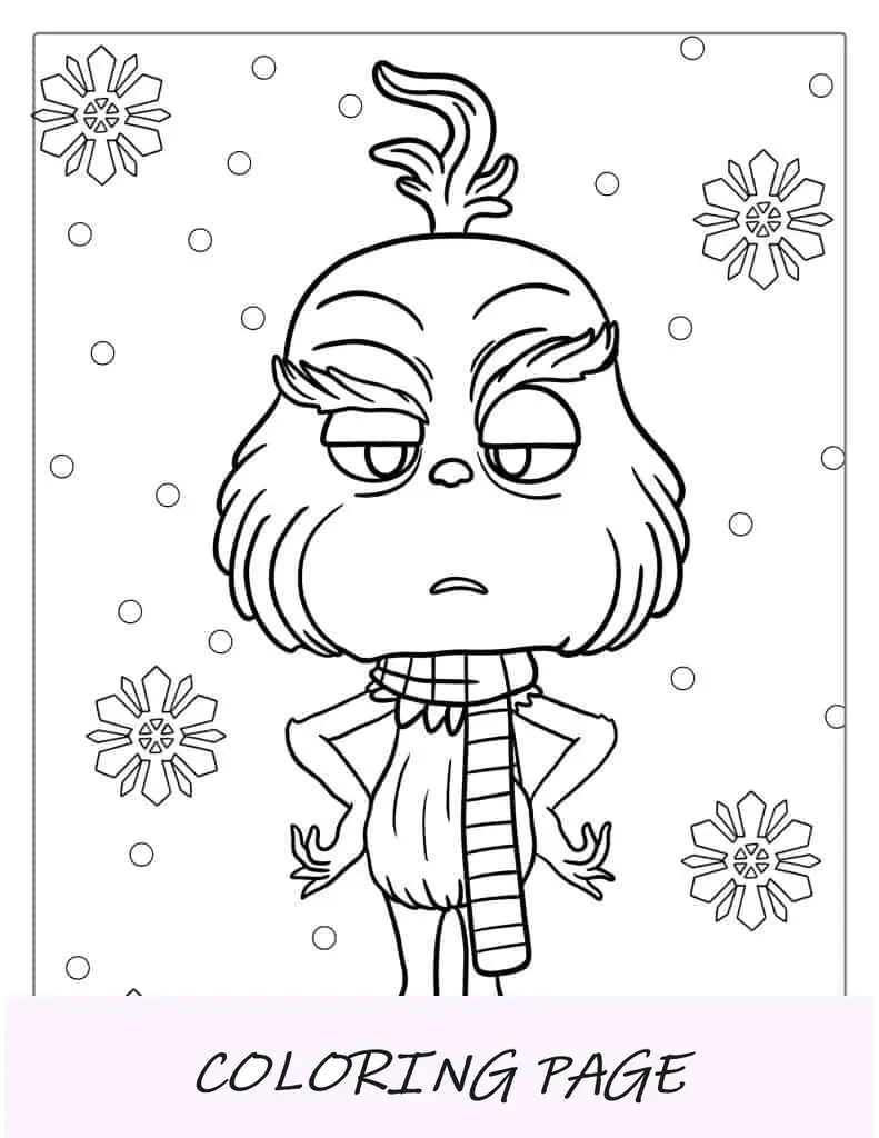 Folha para colorir do lindo bebê Grinch