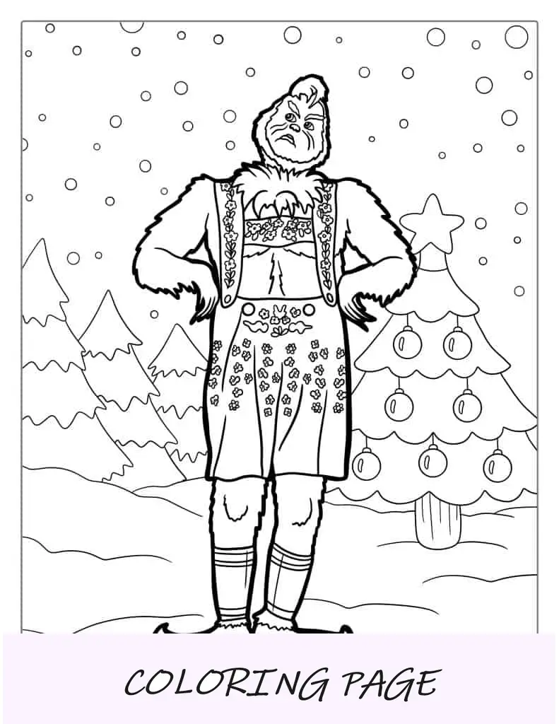 Página detalhada para colorir do Grinch para adultos