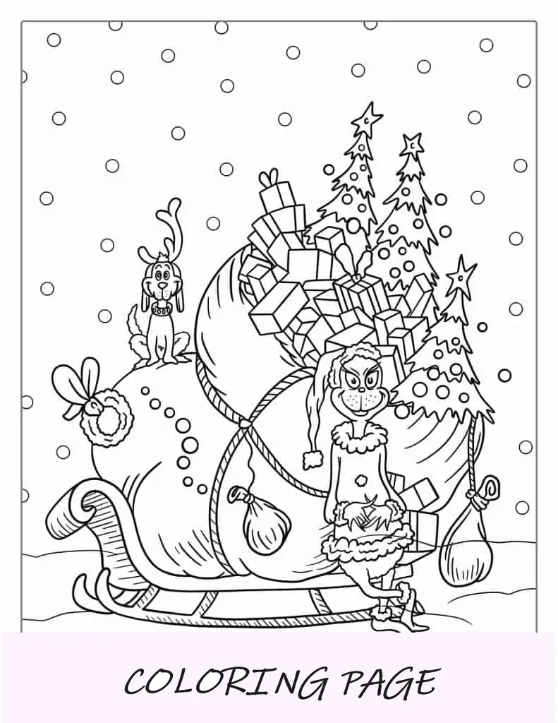 Desenho para colorir do Dr Seuss Sneaky Grinch com Max