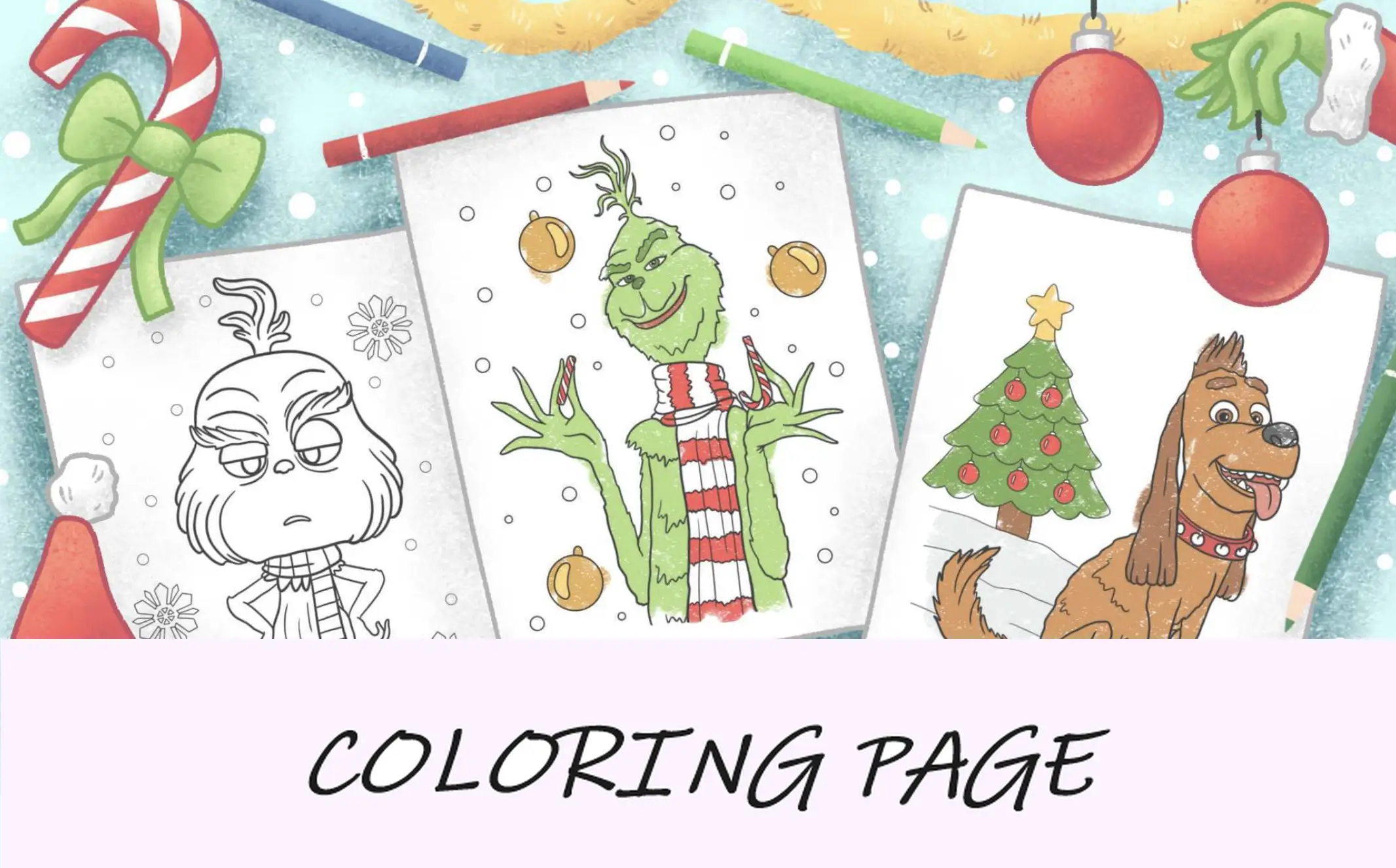 imagem em destaque das páginas para colorir do Grinch