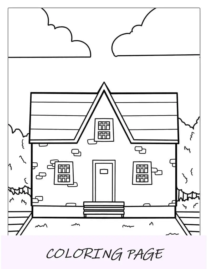 Casa fácil de colorir para crianças