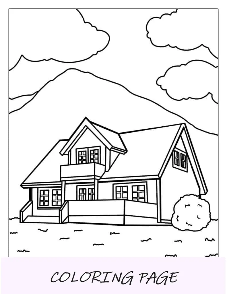 Casa fácil de colorir