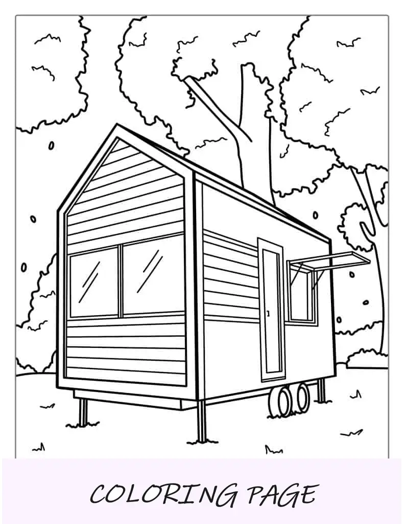 Casa minúscula sobre rodas para colorir para crianças