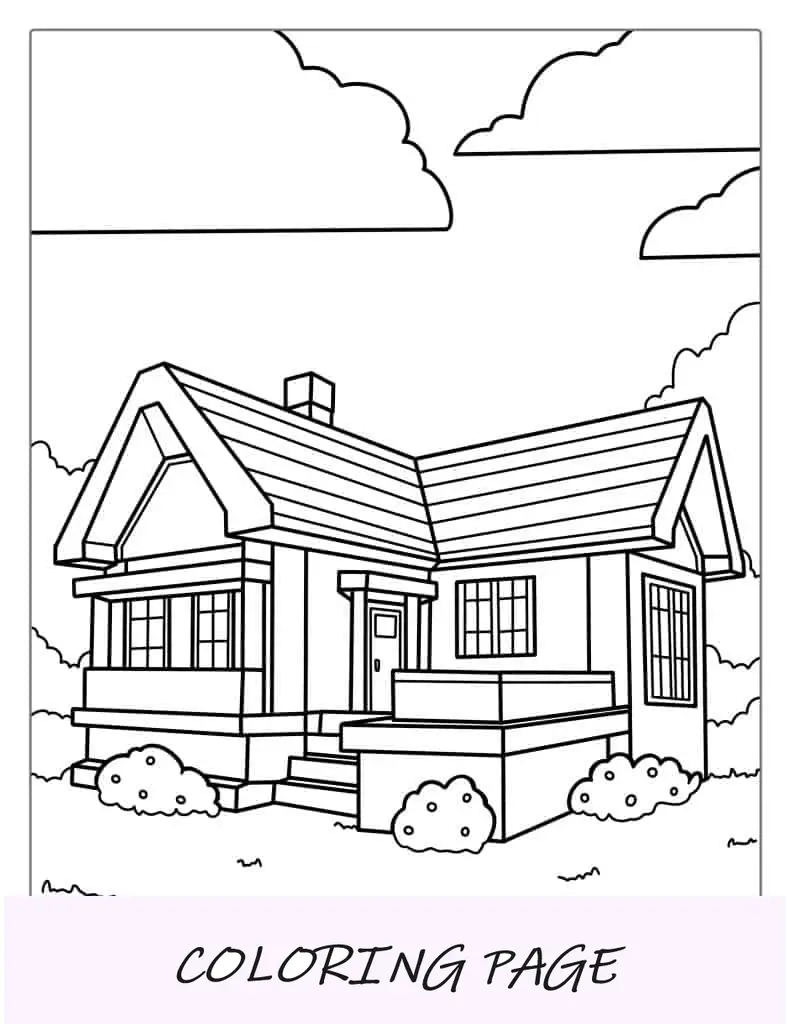 Página para colorir de casa dos anos 1940