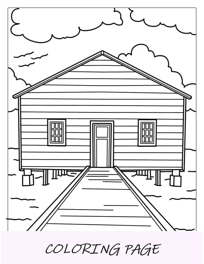 Casa no lago para colorir