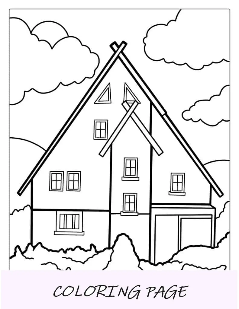 Página para colorir de casa inspirada nos Alpes