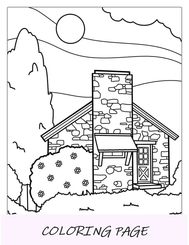Casa de pedra para colorir para adultos