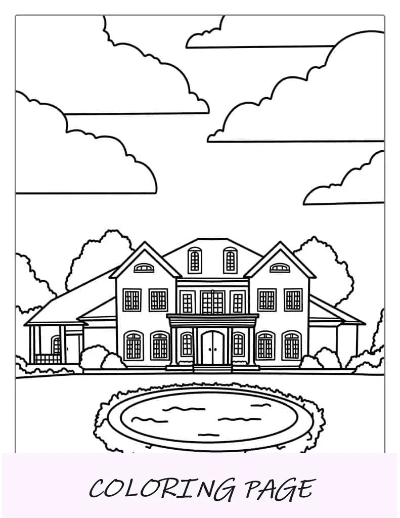 Casa grande para colorir