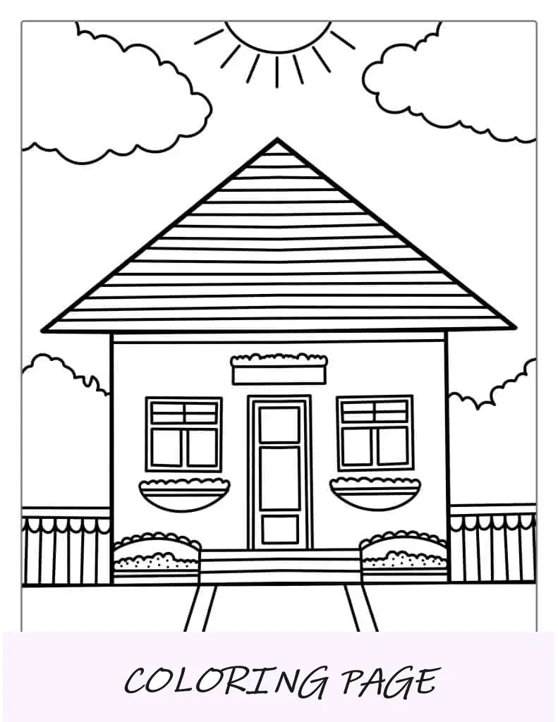 Folha para colorir de casa com contorno fácil