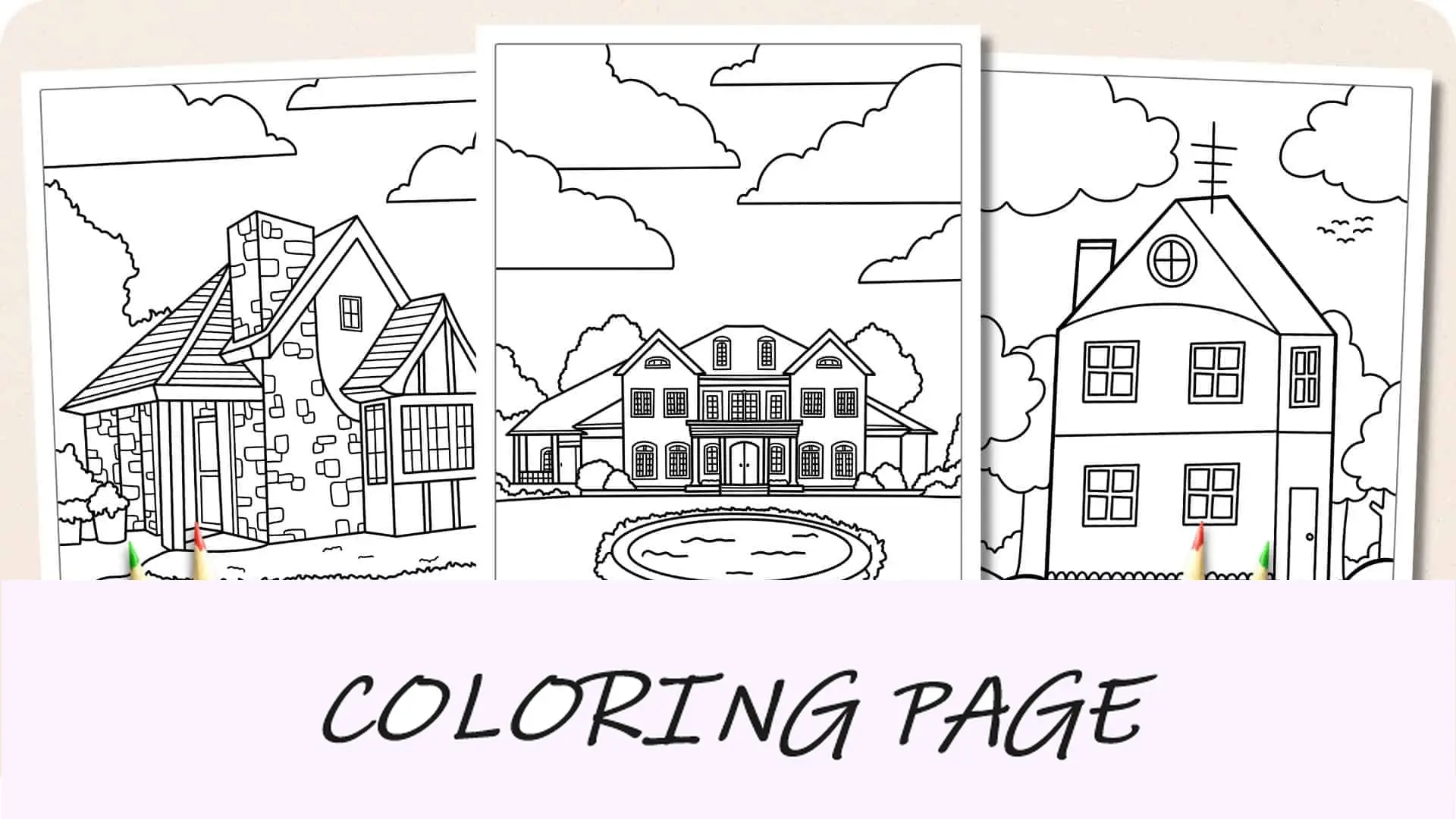 Imagem em destaque de páginas para colorir de casas