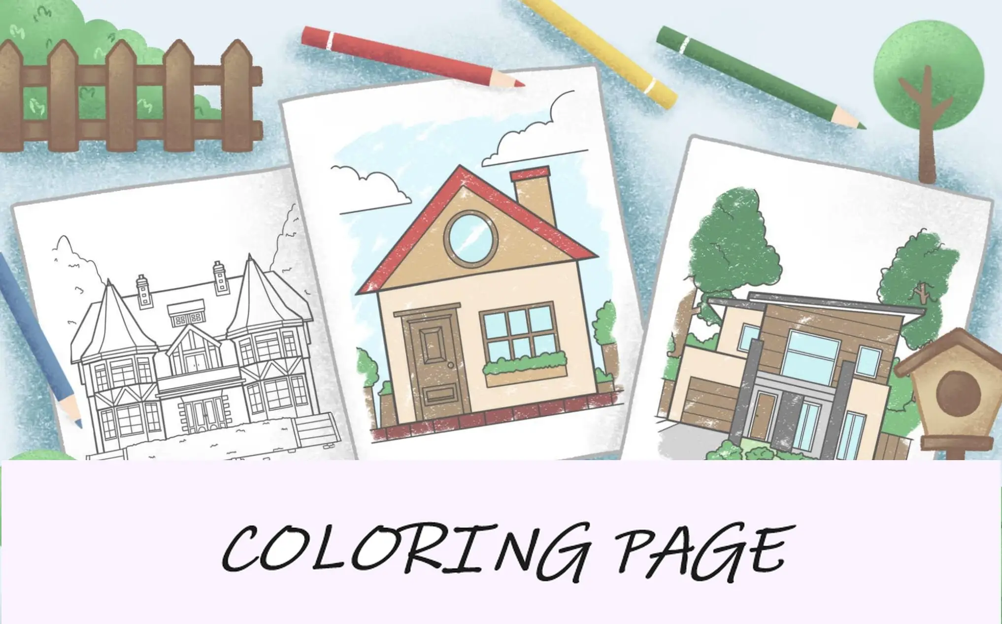 imagem de recurso de páginas para colorir de casa