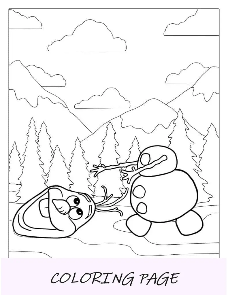 Olaf boneco de neve procurando a cabeça para colorir
