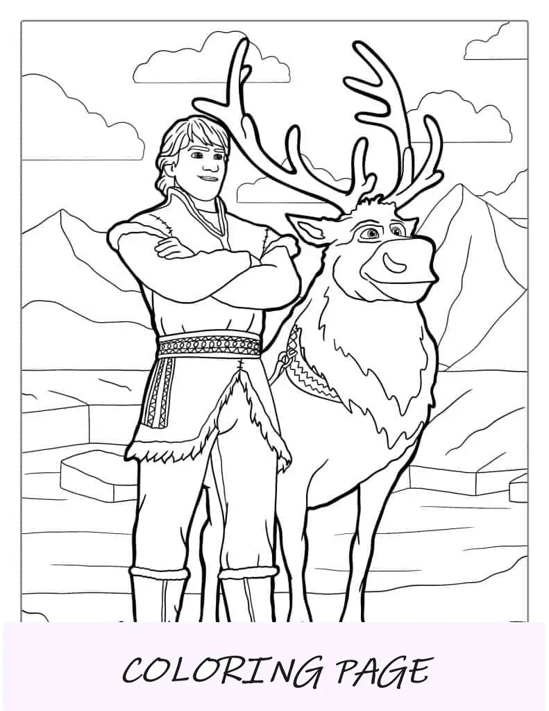 Desenho para colorir de Sven e Kirstoff para crianças