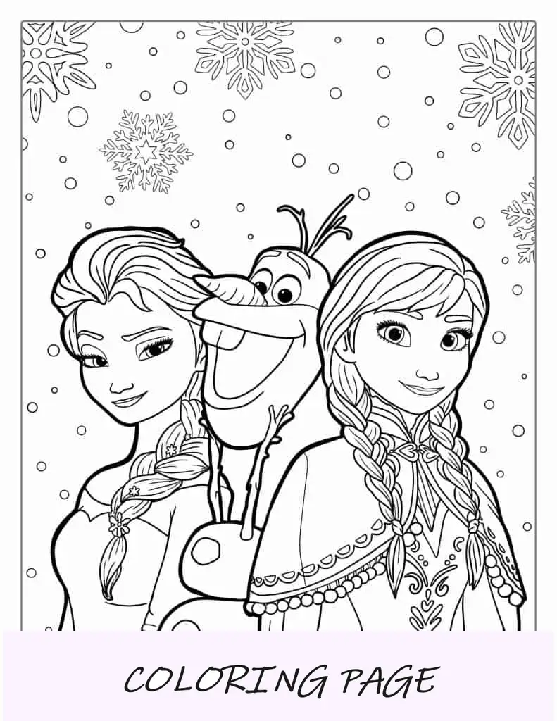 Elsa, Anna e Olaf para colorir