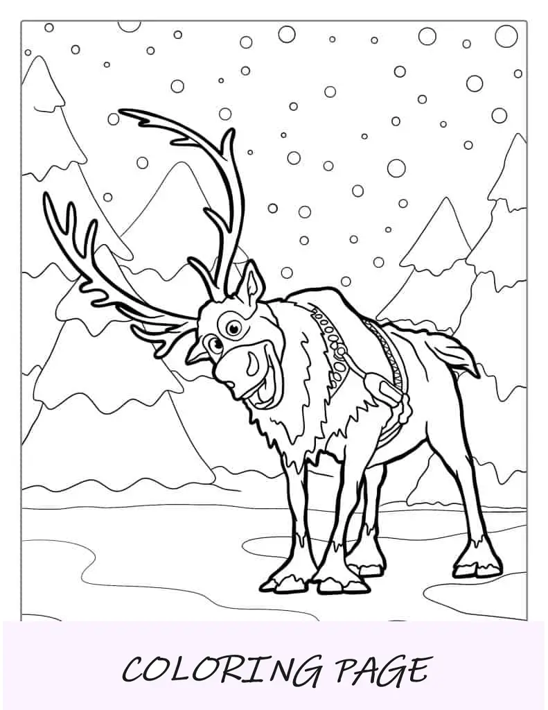 Desenho de Sven sorridente na neve para colorir