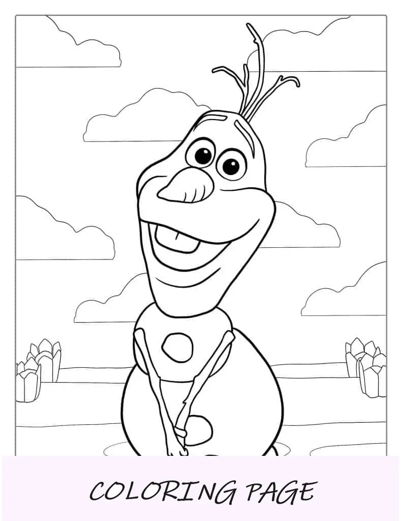 Página para colorir simples de Olaf