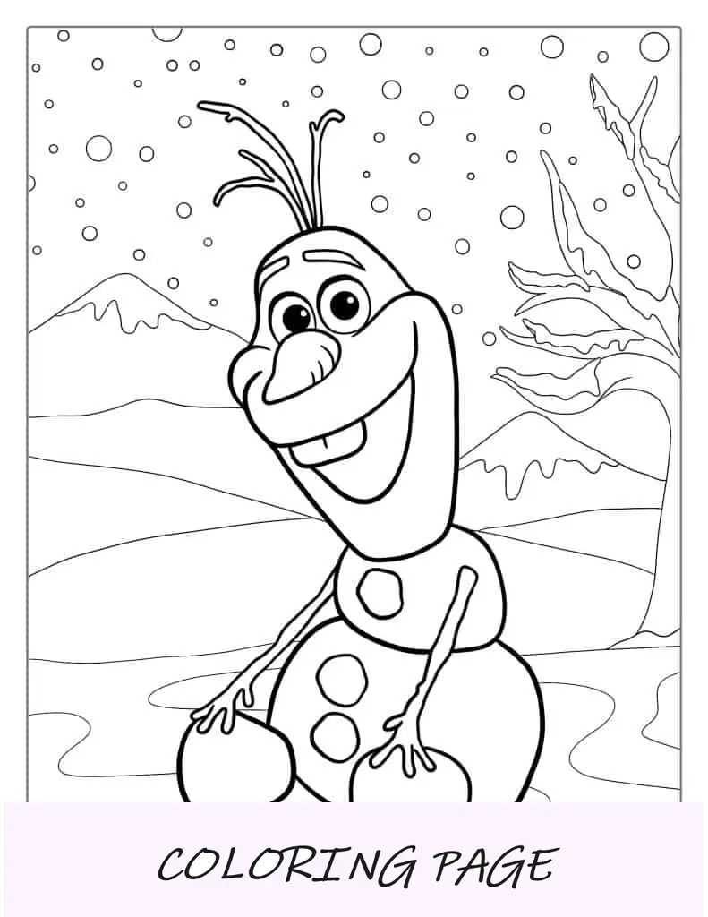 Página para colorir do Olaf sorridente
