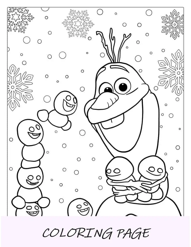 Olaf e bebês da neve para colorir