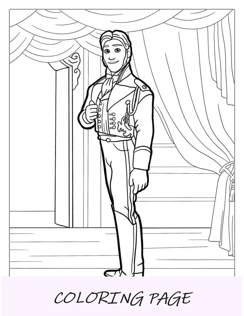 Folha para colorir do Príncipe Hans