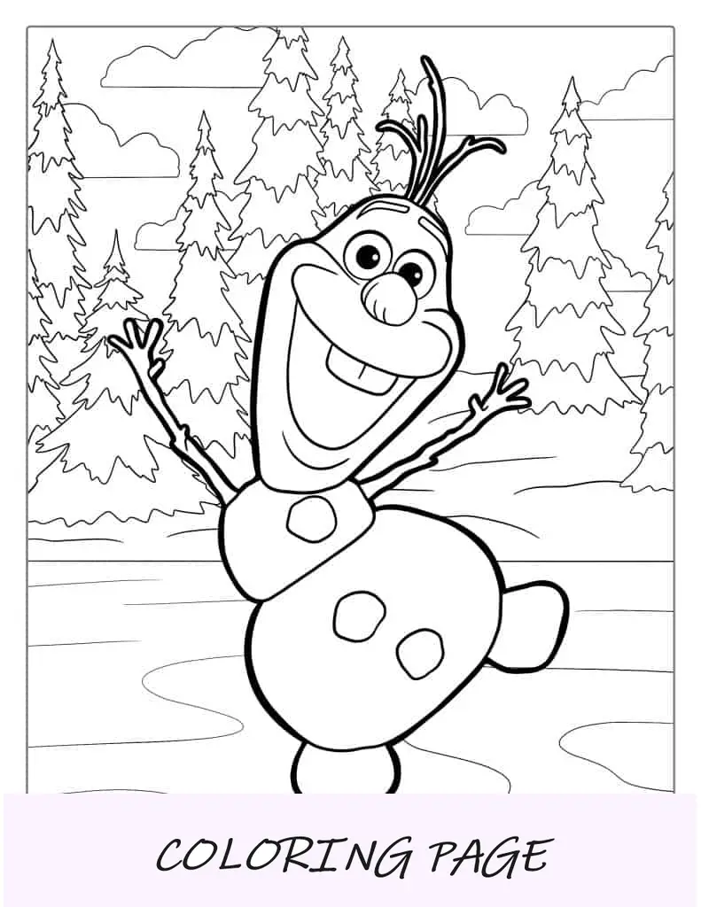 Página para colorir do boneco de neve Olaf