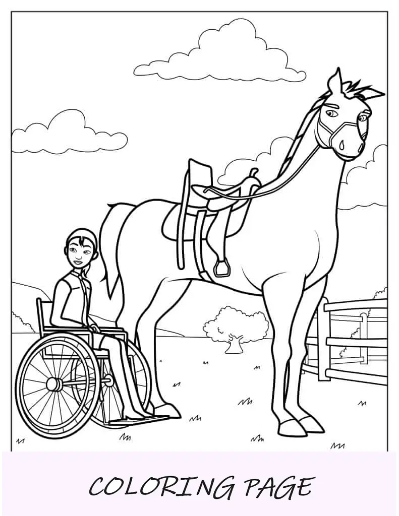 Espíritu Con Niña En Silla De Ruedas Para Colorear