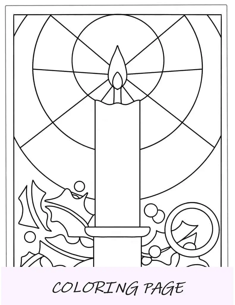 Página para colorear de vidrieras con temática navideña