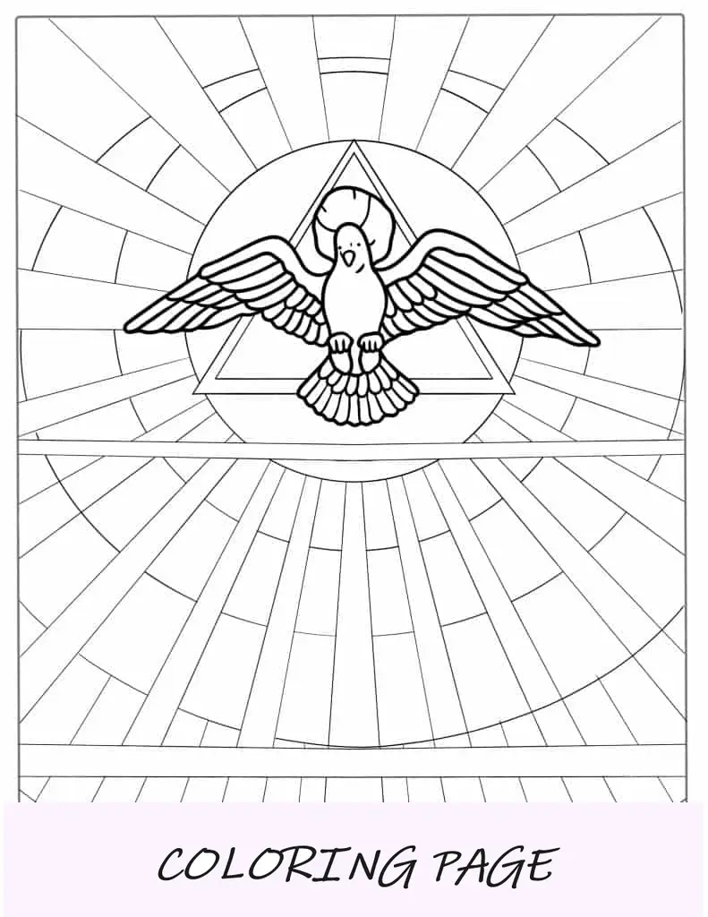 Hoja para colorear de paloma de vidrieras