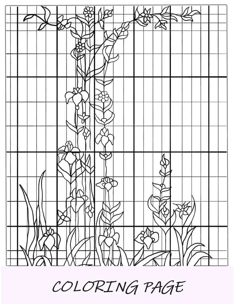 Imagen detallada del vitral de flores