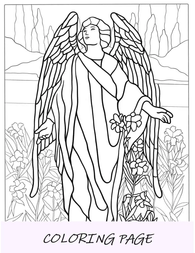 Ángel de vidrieras Página para colorear