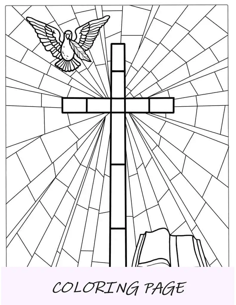 Hoja para colorear de cruz de vidrieras
