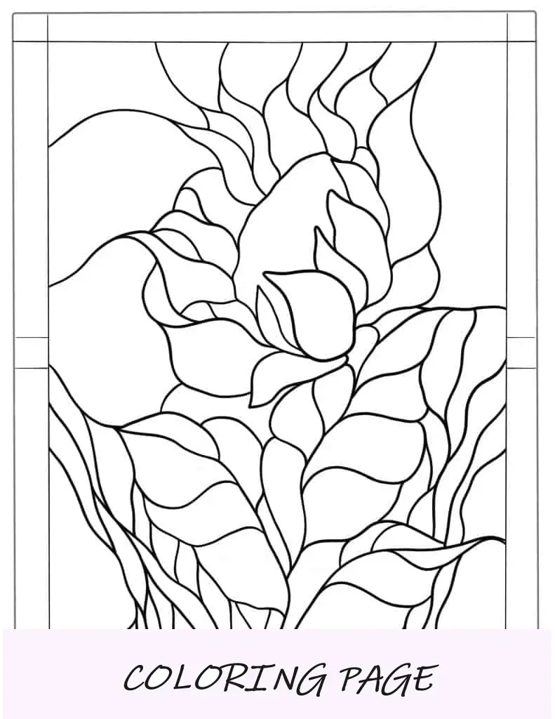 Hoja para colorear de vidrieras de girasol