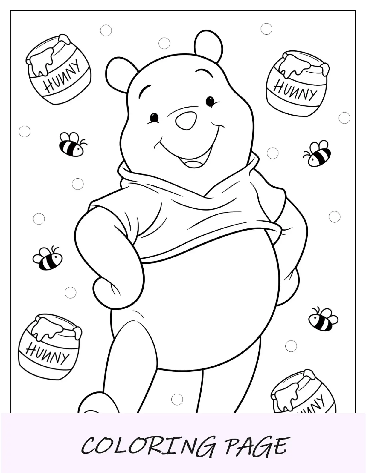 Página para colorear del osito Winnie the Pooh sonriente para niños