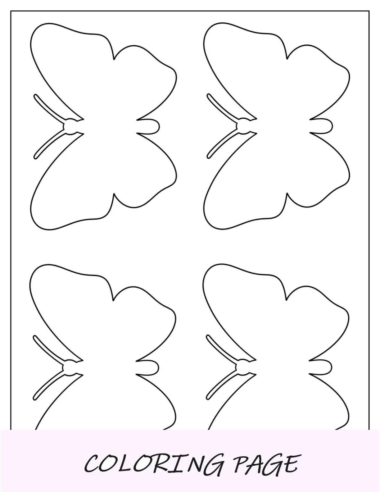 Plantilla de mariposa pequeña para niños en edad preescolar