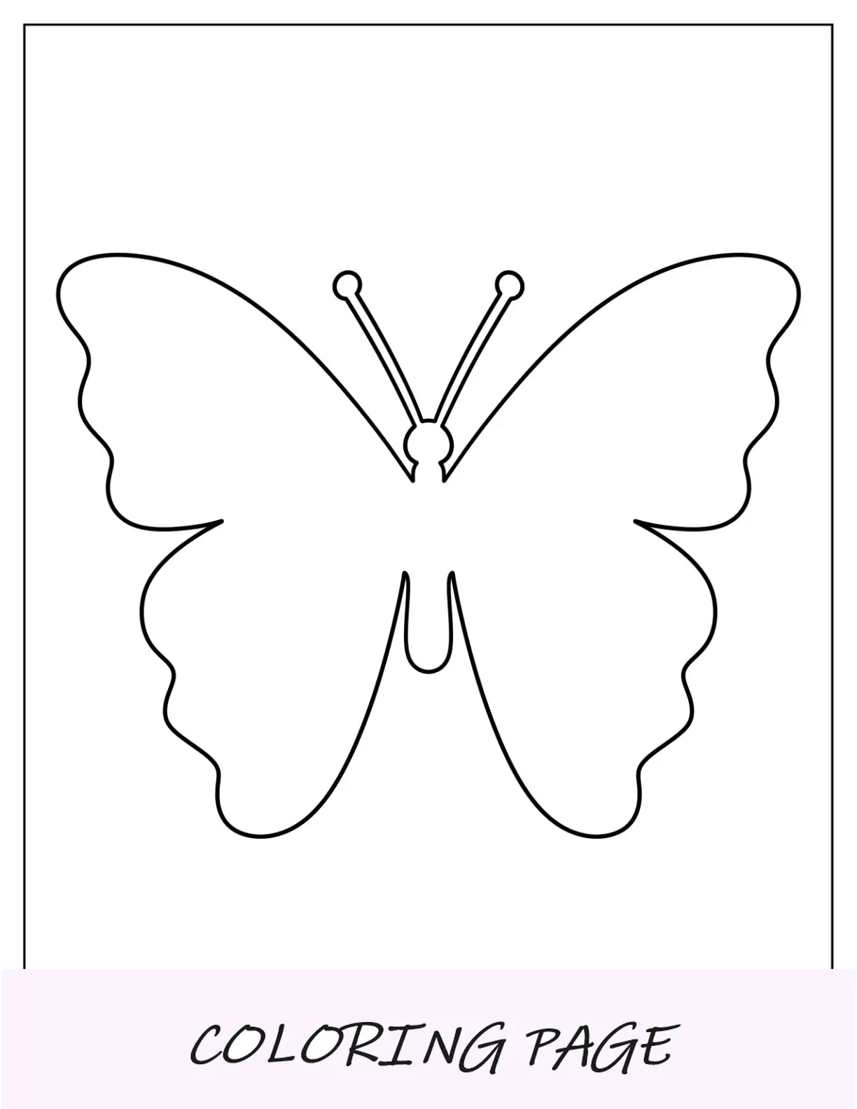 Plantilla de mariposa simple de dos media página para niños