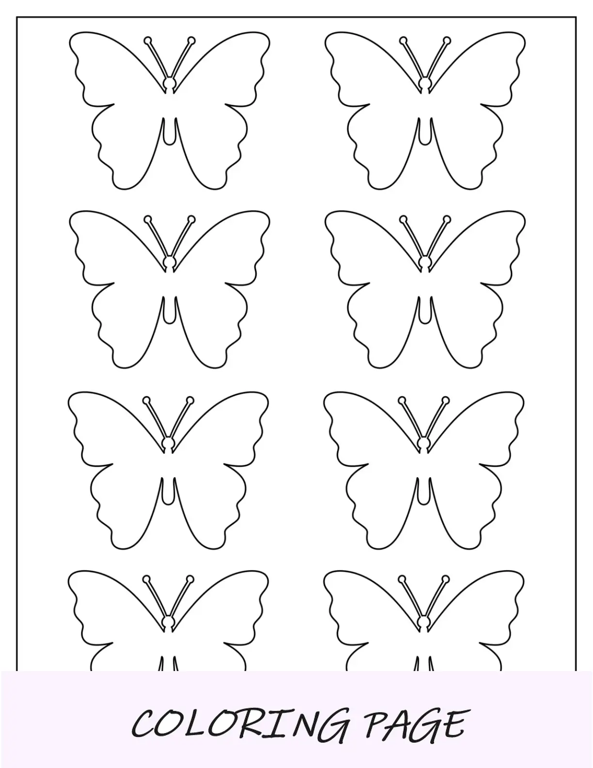 Plantilla de mariposa realista de página completa