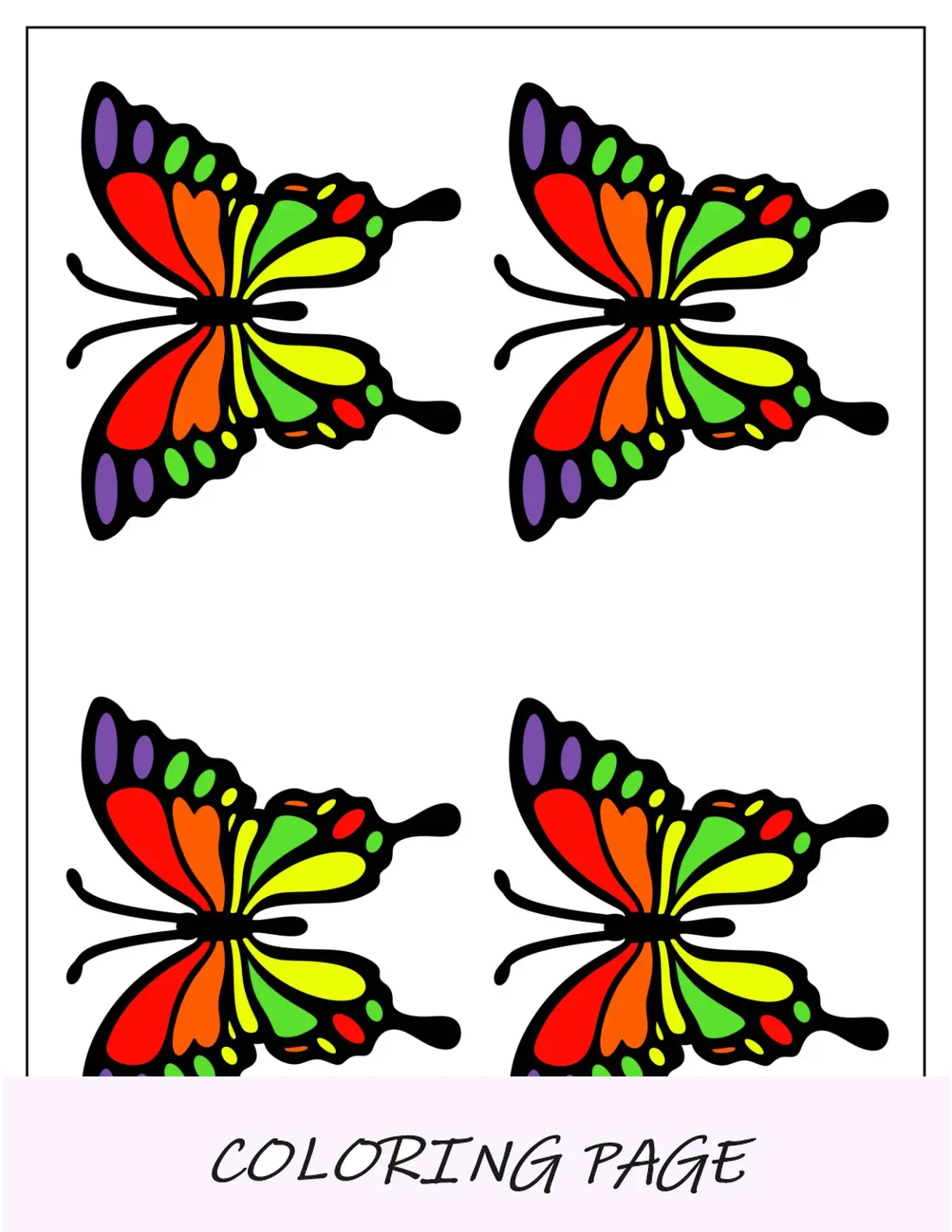 Plantilla de mariposa realista de colores pequeños