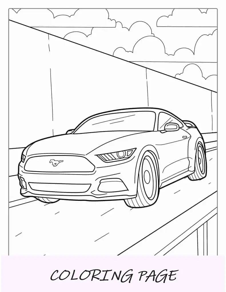 Imagem de corrida do Ford Mustang para colorir