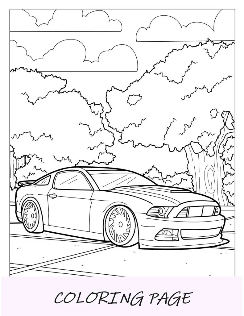 Folha para colorir Mustang