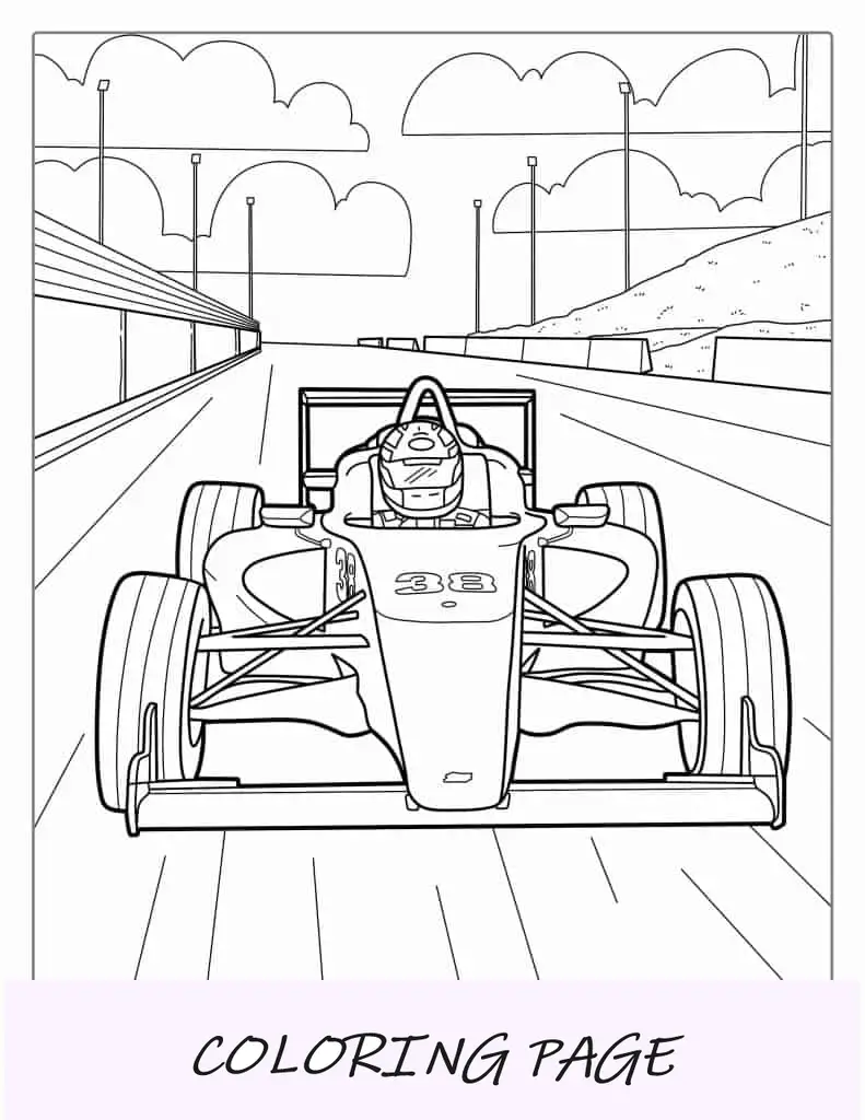 Página para colorir detalhada do carro de Fórmula 1