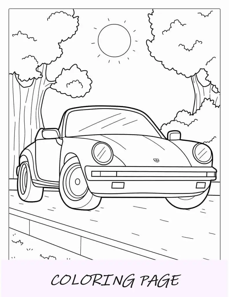 Página para colorir de Porche vintage