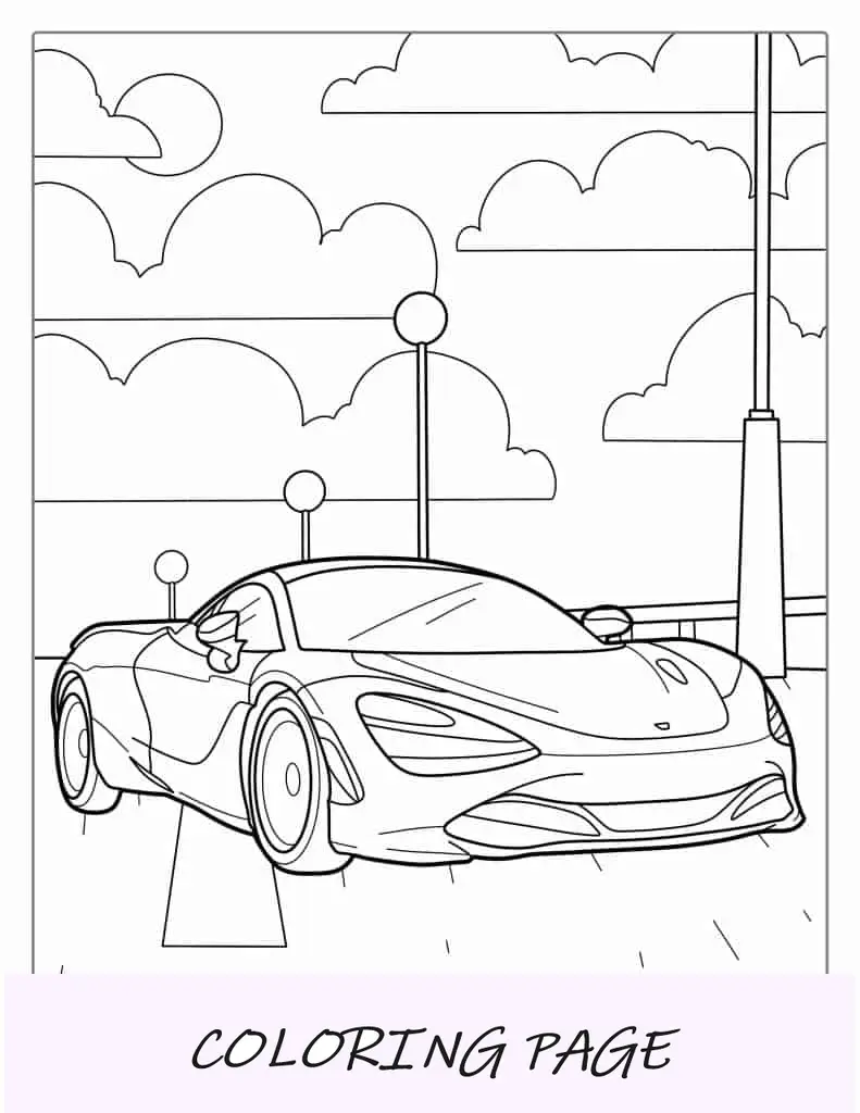 Página para colorir do Tesla Roadster